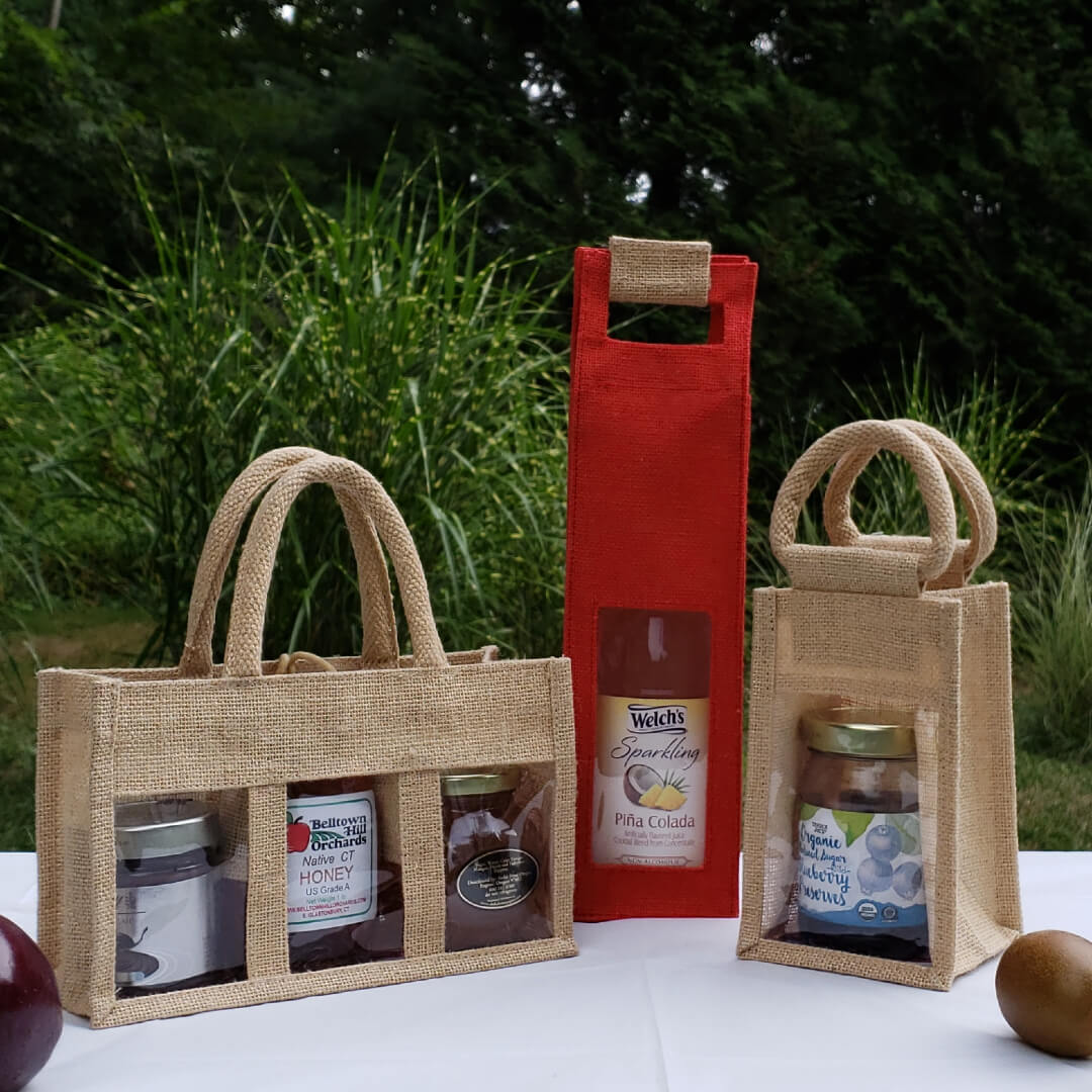 Jute Jar Bag with Window and Padded Handle Everything Bags Inc.