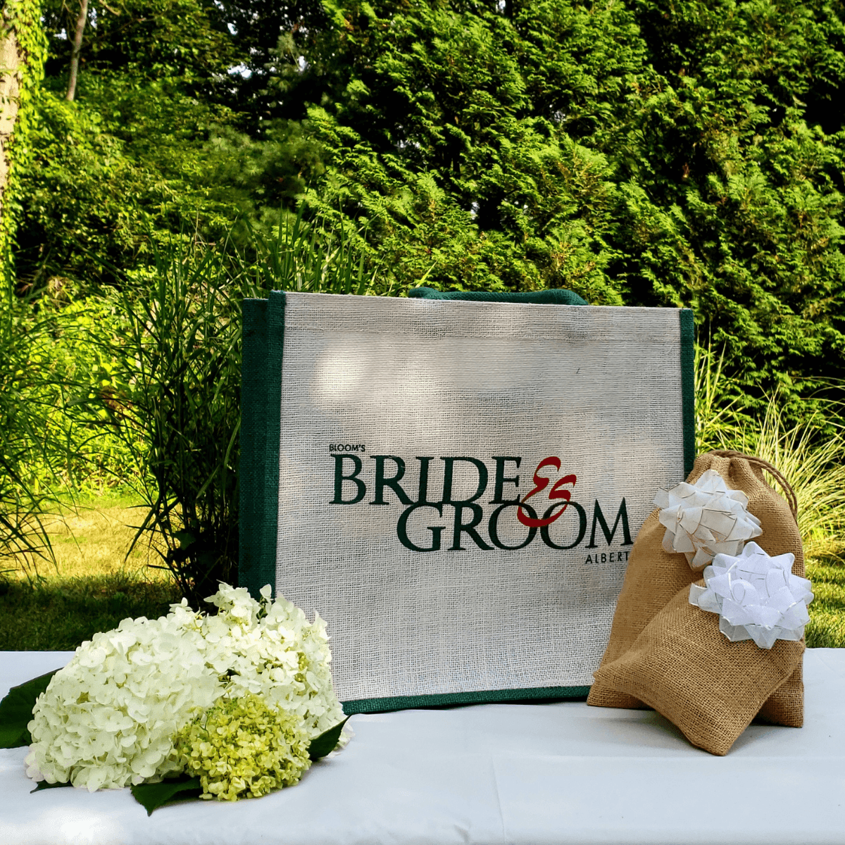 Custom wedding burlap bags