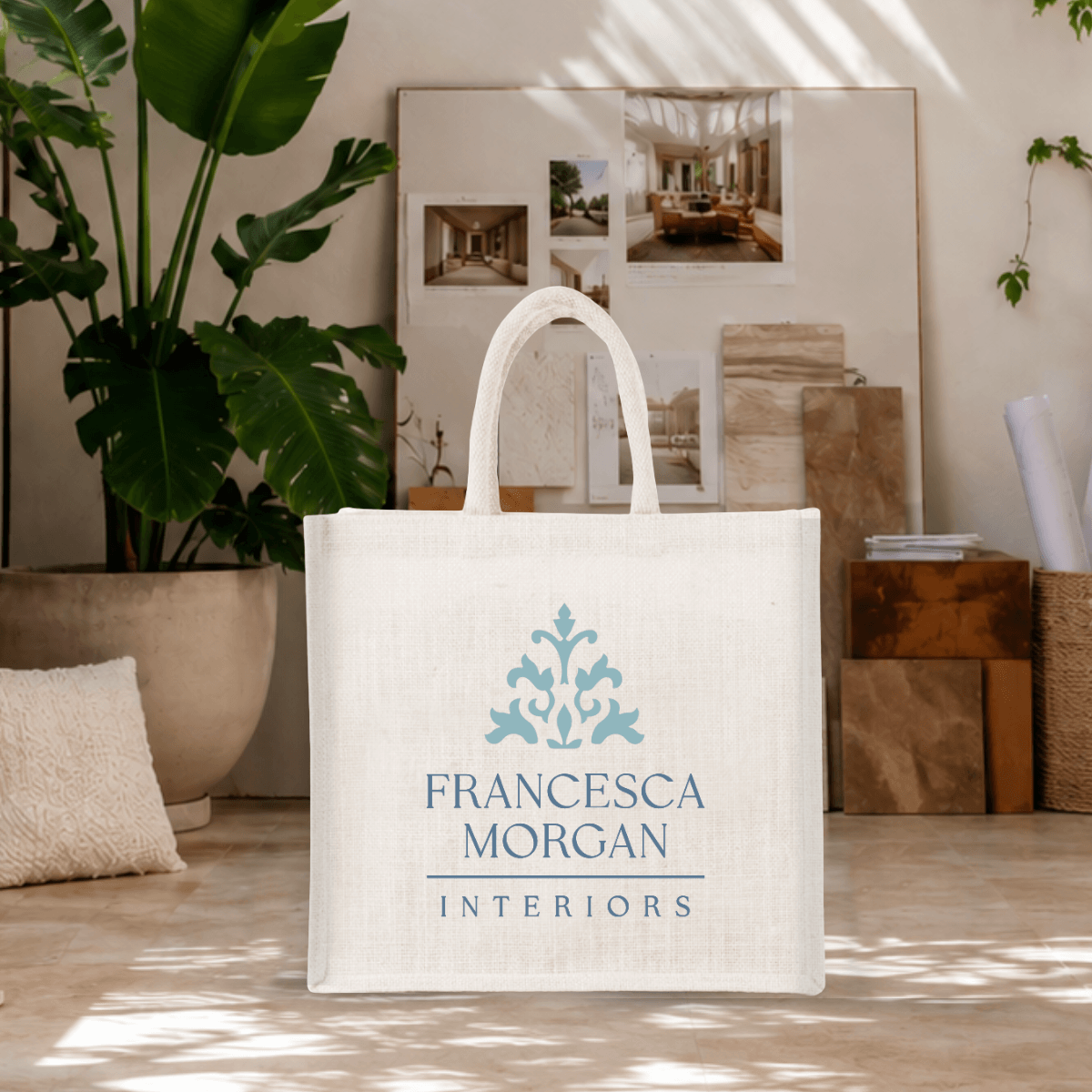 Francesca Interior Jute Tote Bag