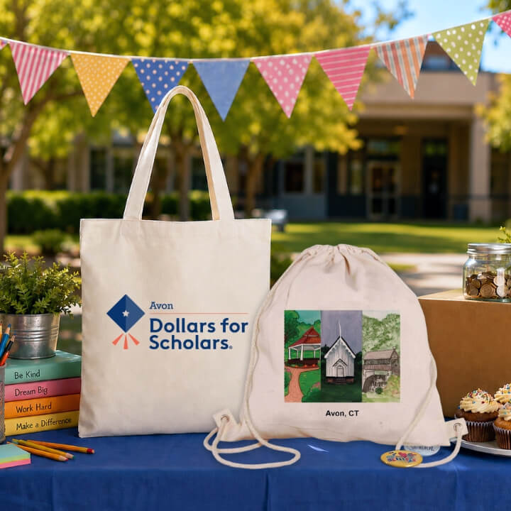 avon school fundraiser tote and drawstring bag avon school fundraiser canvas tote and drawstring bag